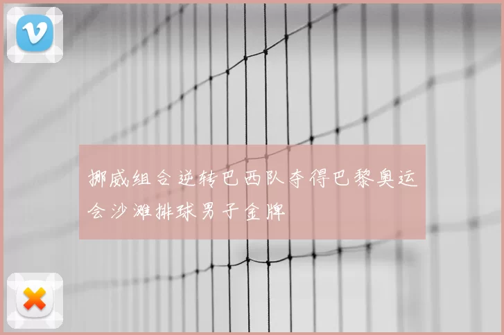 挪威组合逆转巴西队夺得巴黎奥运会沙滩排球男子金牌